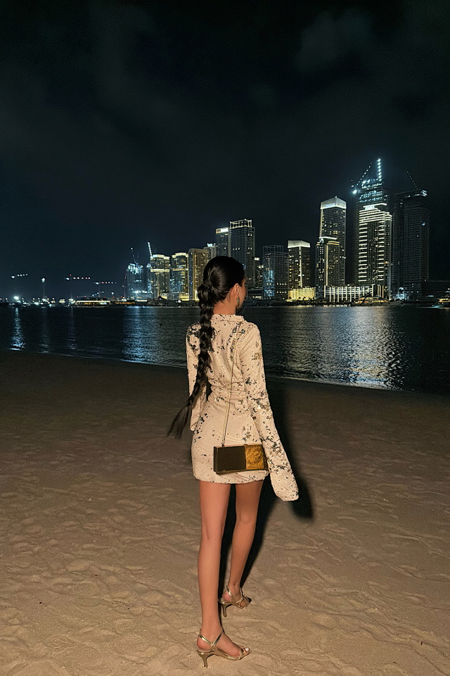 Krem Tamara Payetli Mini Elbise ATE-4714 - 5