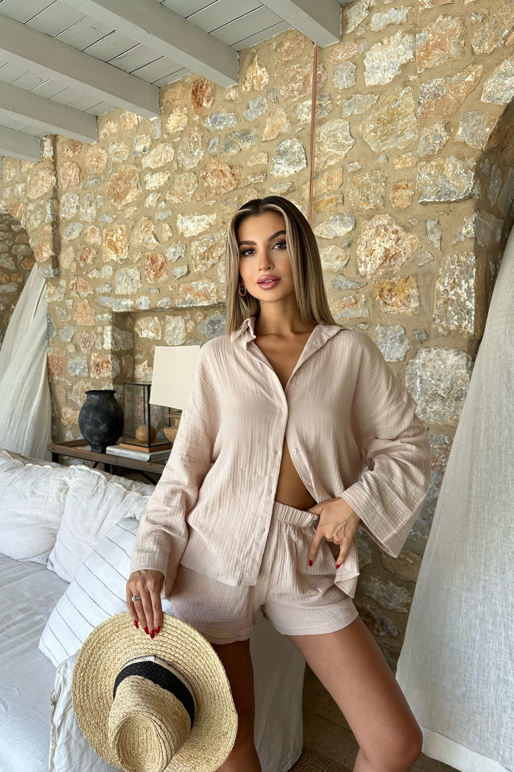 Krem Şortlu Takım ATE8050 - EYYO