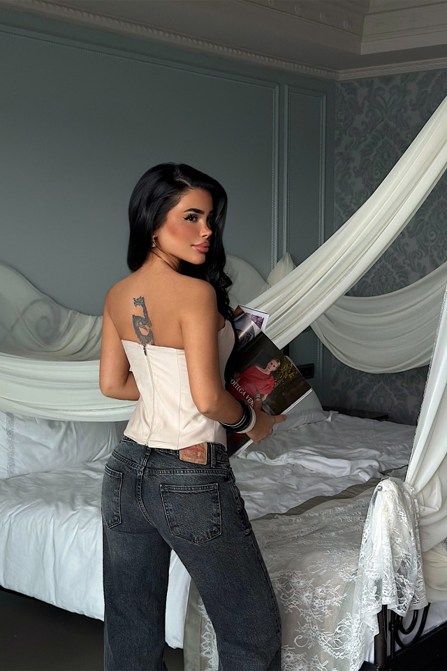 Krem Sortte Straplez Korse ATE-4806 - 5