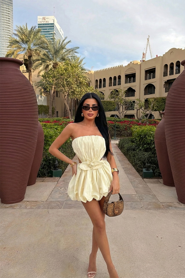 Krem Senda Mini Elbise ATE-3518 