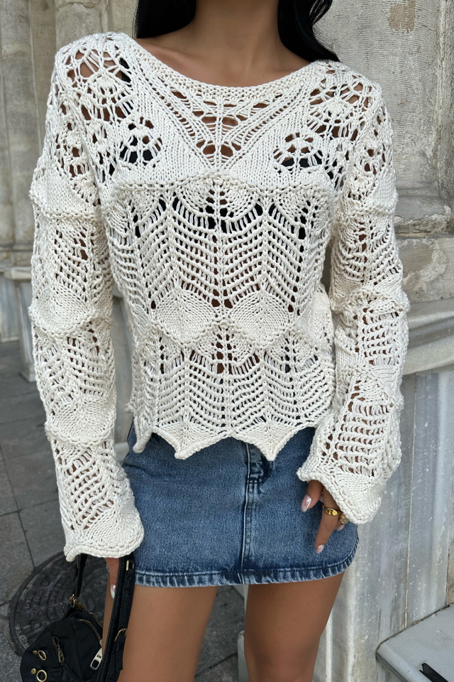 Krem Triko Crop Top ATE8147 - 2