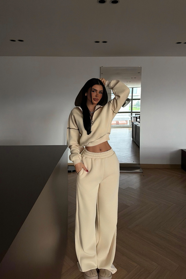 Krem Mattie eşofman takımı ATE-4306 - 2