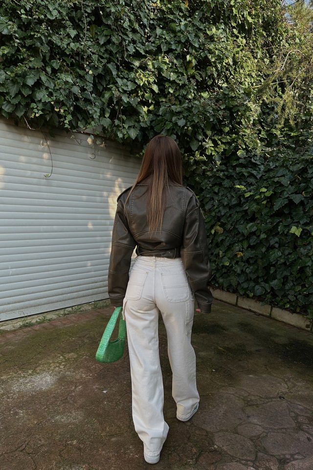 Krem Yüksek Bel Jean ATE4432 - 4
