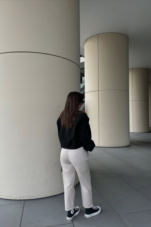 Krem Yüksek Bel Pantolon ATE3518