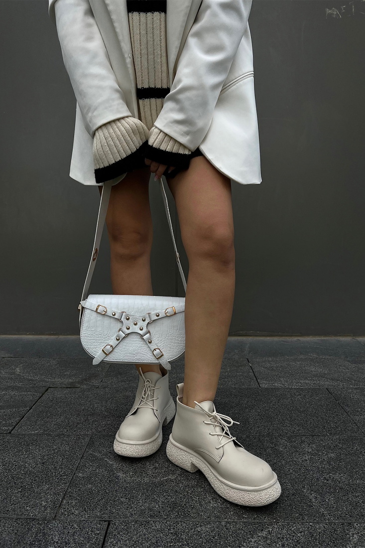 Krem Yüksek Taban Yarım Bot ATE2894 - EYYO