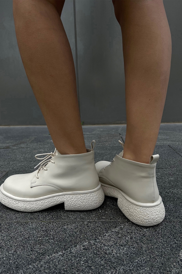 Krem Yüksek Taban Yarım Bot ATE2894 - EYYO