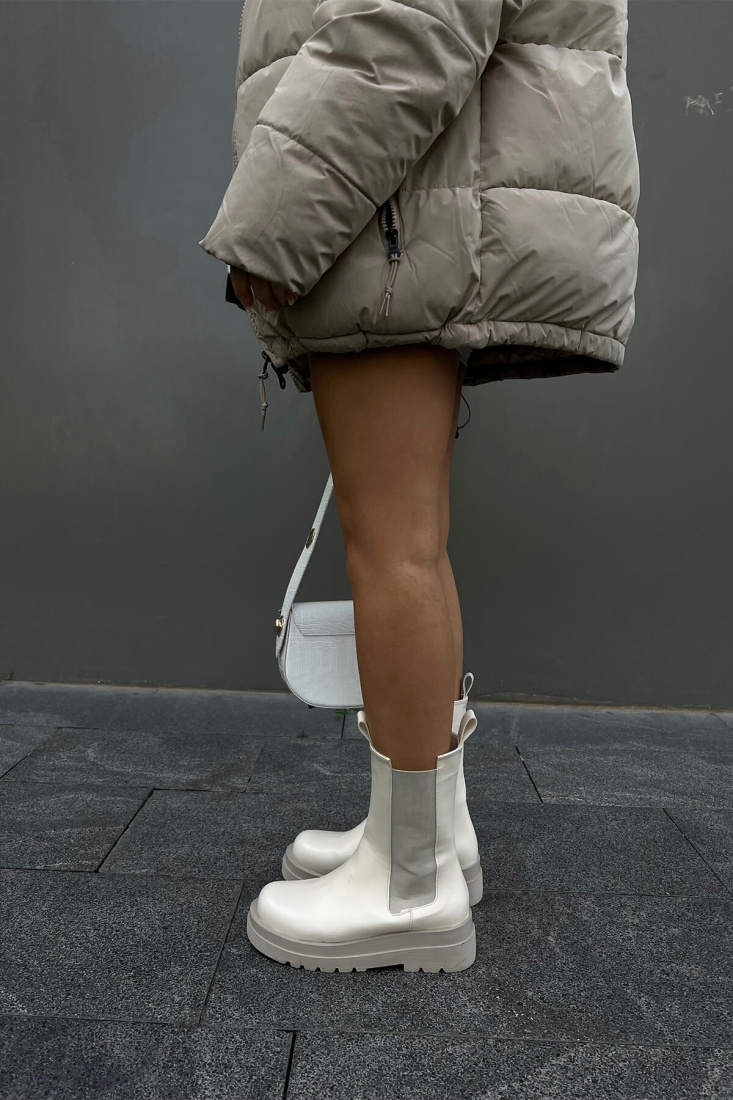 Krem Yüksek Taban Yarım Bot ATE2898 - EYYO