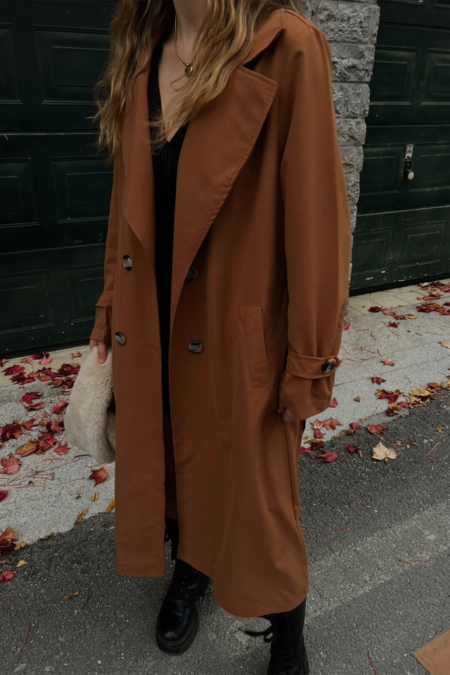 Kruvaze Yaka Önü Düğmeli Trenckot ATE2403 - 2