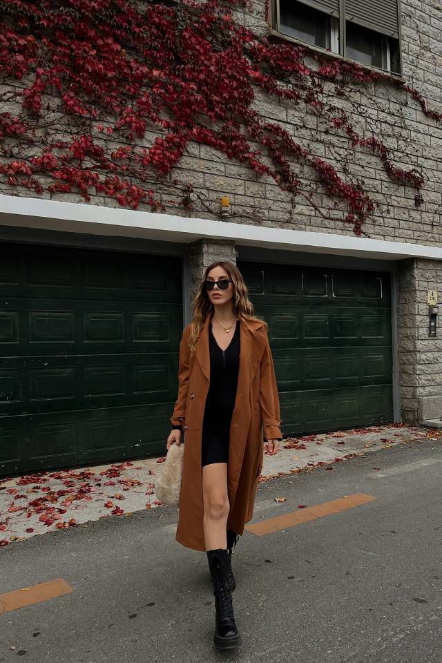 Kruvaze Yaka Önü Düğmeli Trenckot ATE2403 - 3