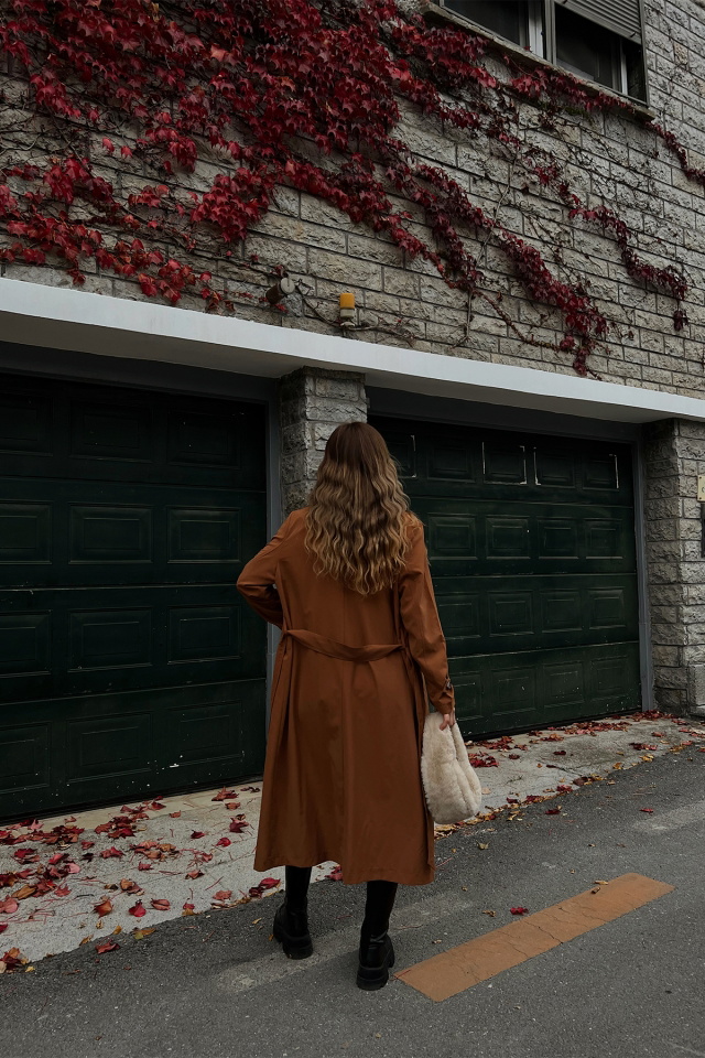 Kruvaze Yaka Önü Düğmeli Trenckot ATE2403 - 5