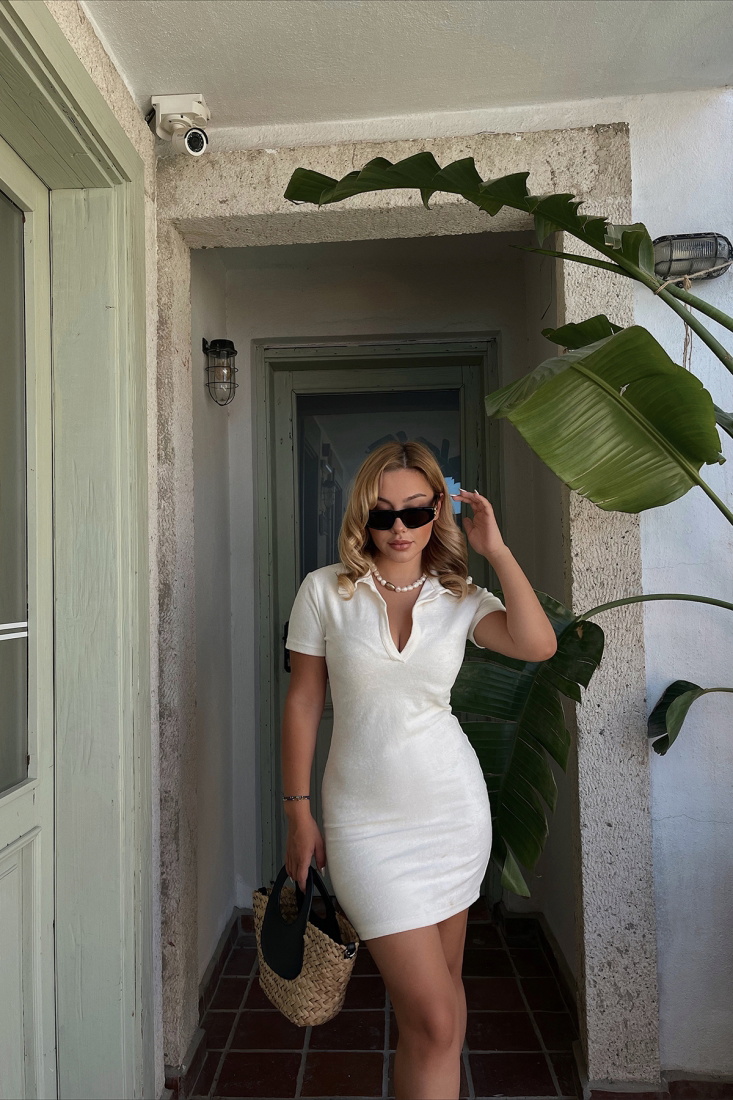 Gömlek Yaka Mini Elbise ATE1820 - JOMOFU