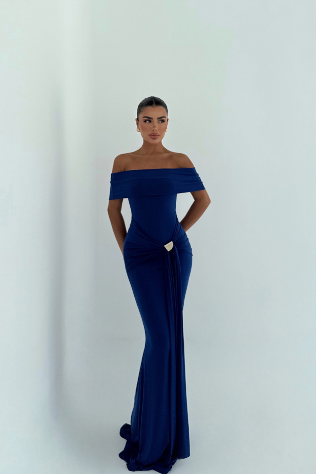 Lacivert Allayia Uzun Elbise ATE-3082 - 2