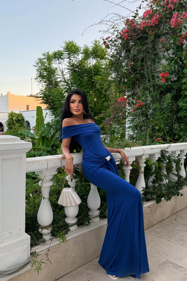 Lacivert Allayia Uzun Elbise ATE-3082 - EYYO