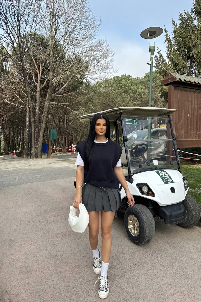 Lacivert Alıce Sıfır Kol Sweat ATE-0692 - 4