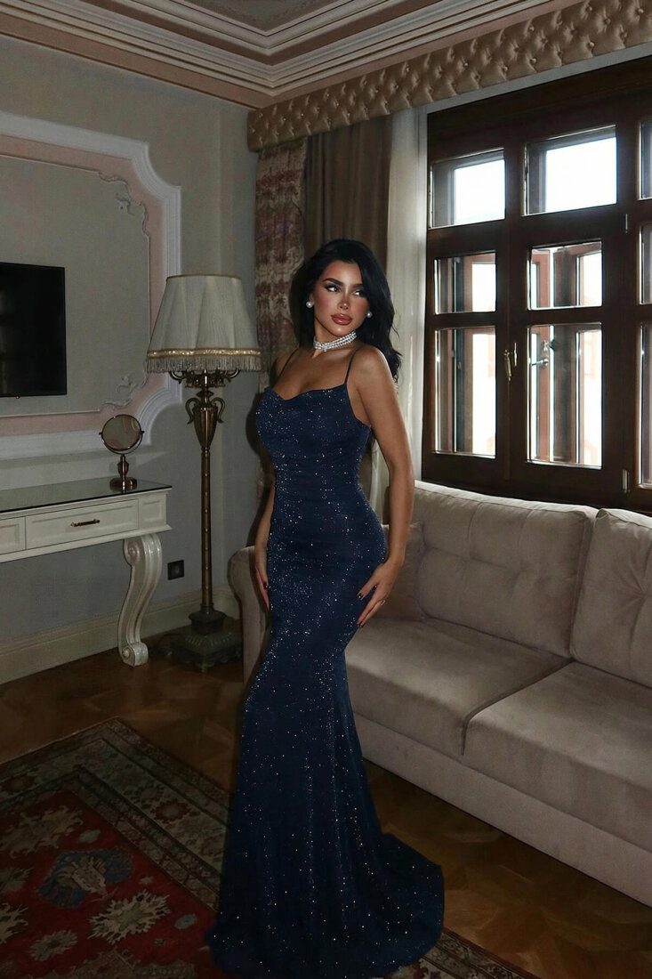 Lacivert Gorria elbise ATE-4473 - EYYO