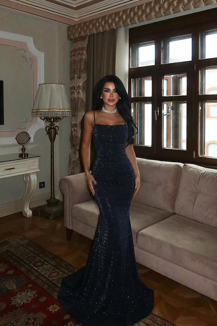 Lacivert Gorria elbise ATE-4473 - EYYO