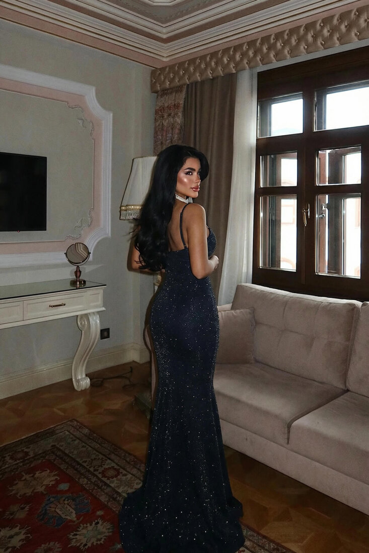 Lacivert Gorria elbise ATE-4473 - EYYO