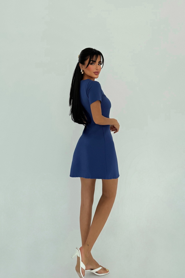 Lacivert Deserae Mini Fiyonklu Elbise ATE-2940 - 3