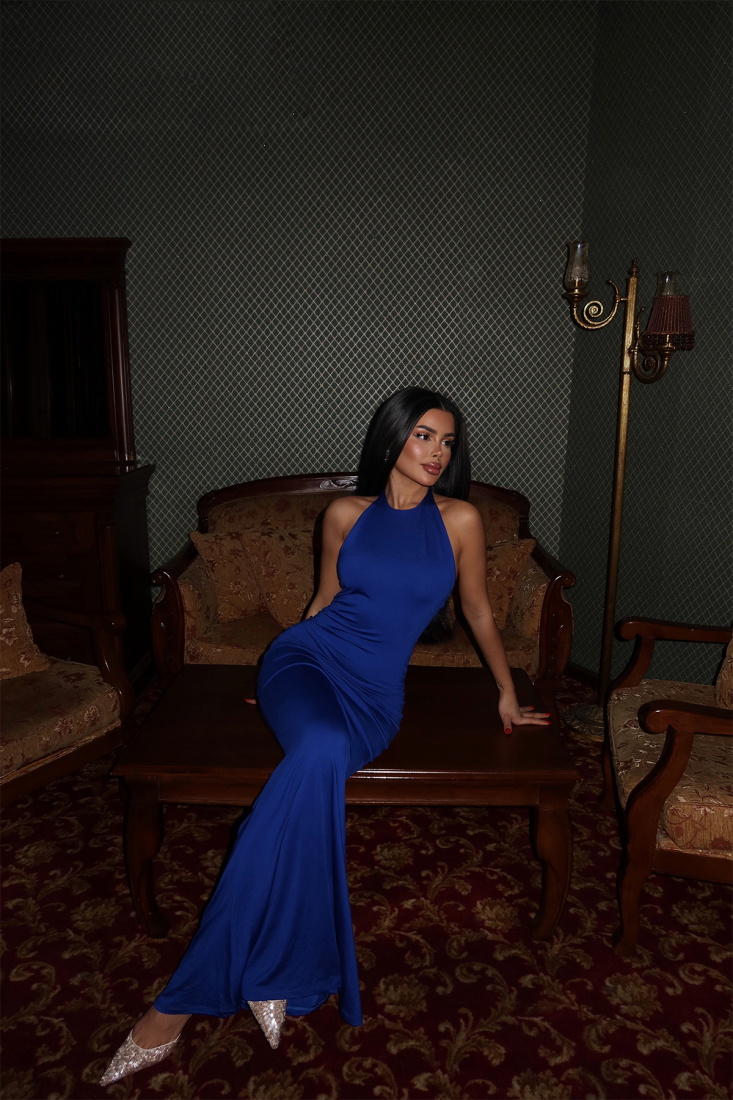 Lacivert Thelma Uzun Elbise ATE-2244 - EYYO