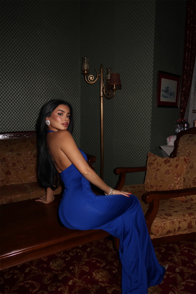 Lacivert Thelma Uzun Elbise ATE-2244 - 6