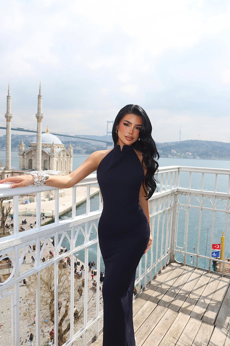 Lacivert Doria Uzun Elbise ATE-3621 - EYYO