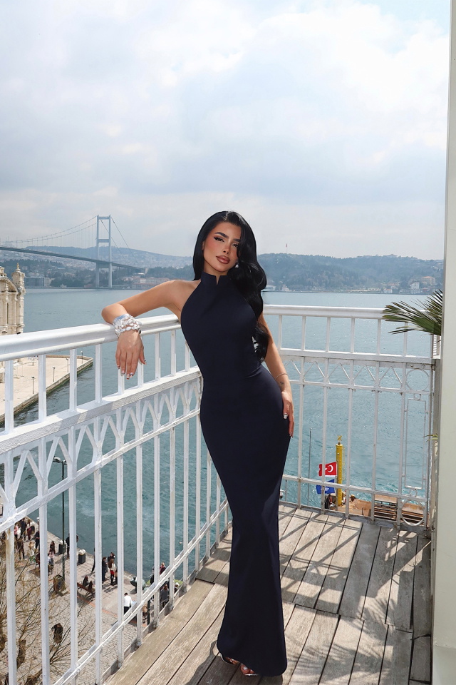 Lacivert Doria Uzun Elbise ATE-3621 - 3