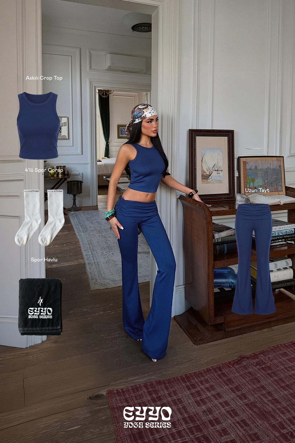 Lacivert Bisu 4'lü Yoga Set - 1