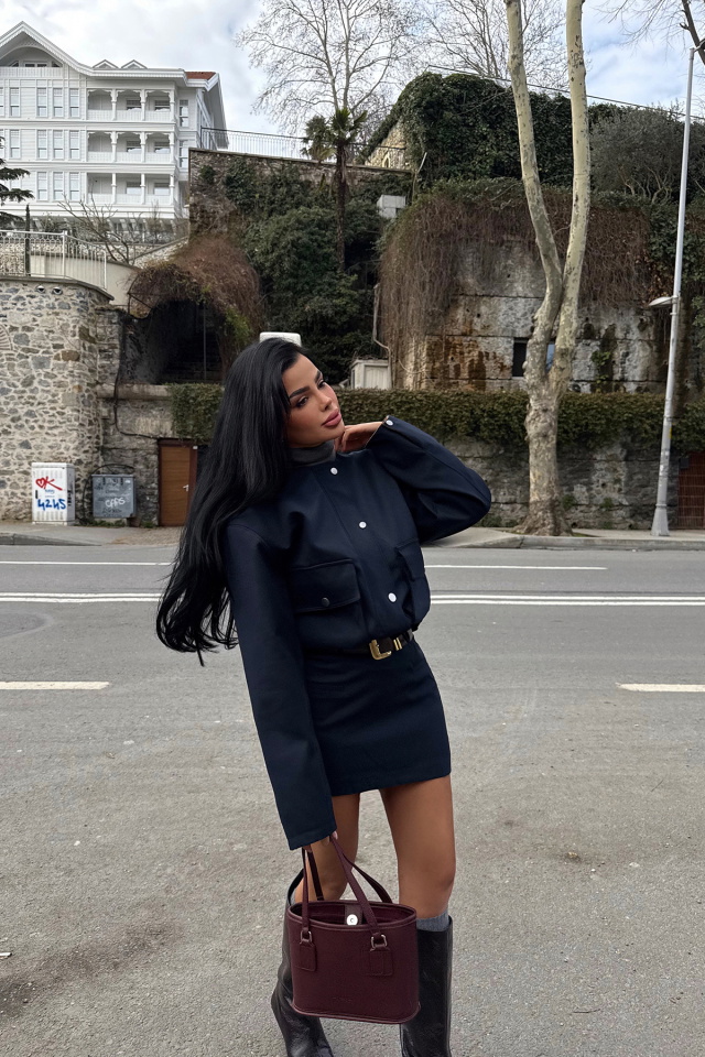 Lacivert Letica Ceket ATE-2385 