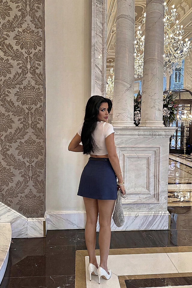 Lacivert Luxe Mini Boy Kemer Detaylı Etek ATE-2131 - 3
