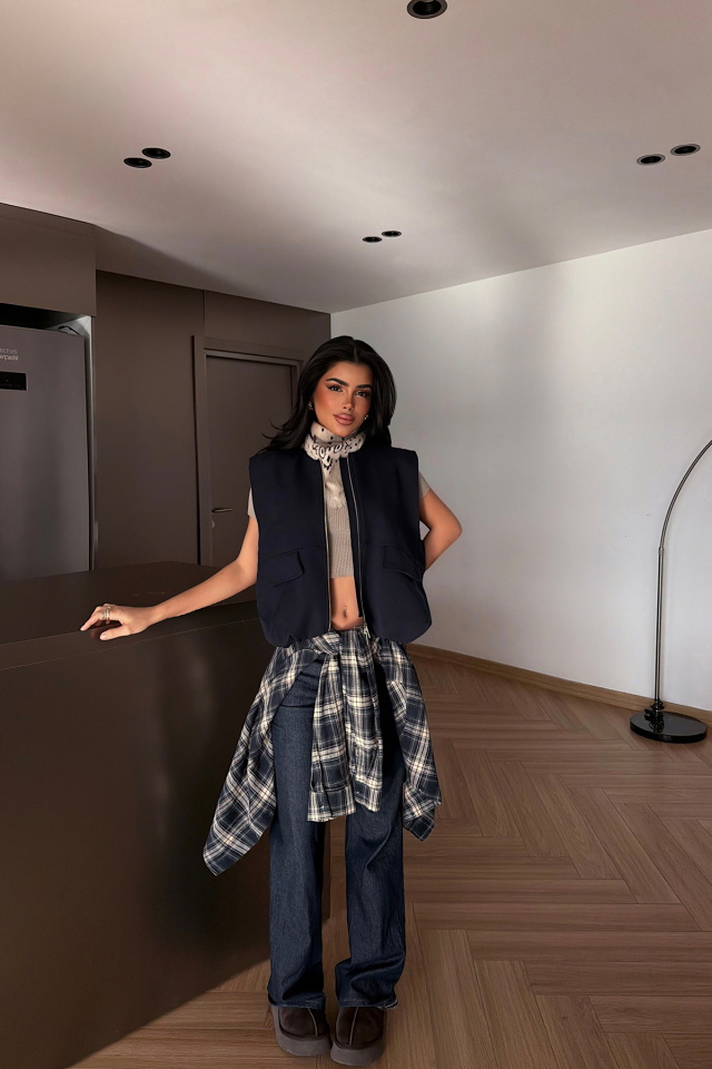 Lacivert Hacciko yelek ATE-2119 - 3