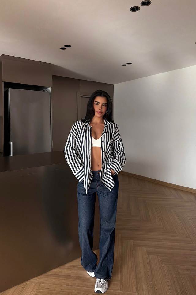 Lacivert Odyssey Çizgili Gömlek ATE-2115 