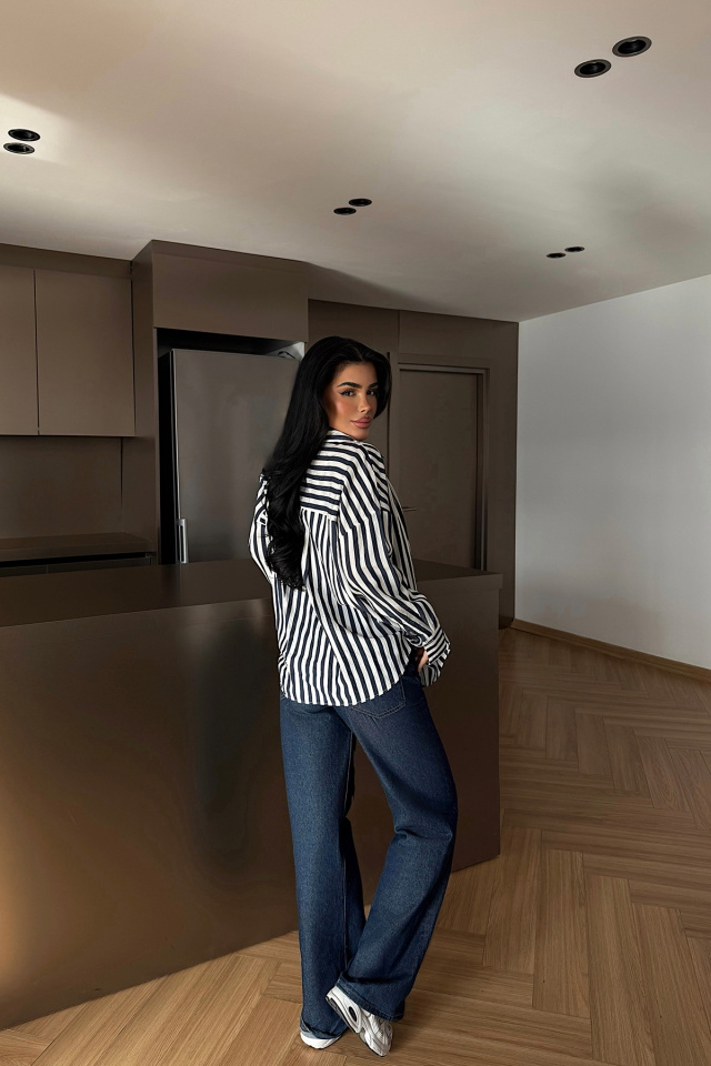 Lacivert Odyssey Çizgili Gömlek ATE-2115 - 4