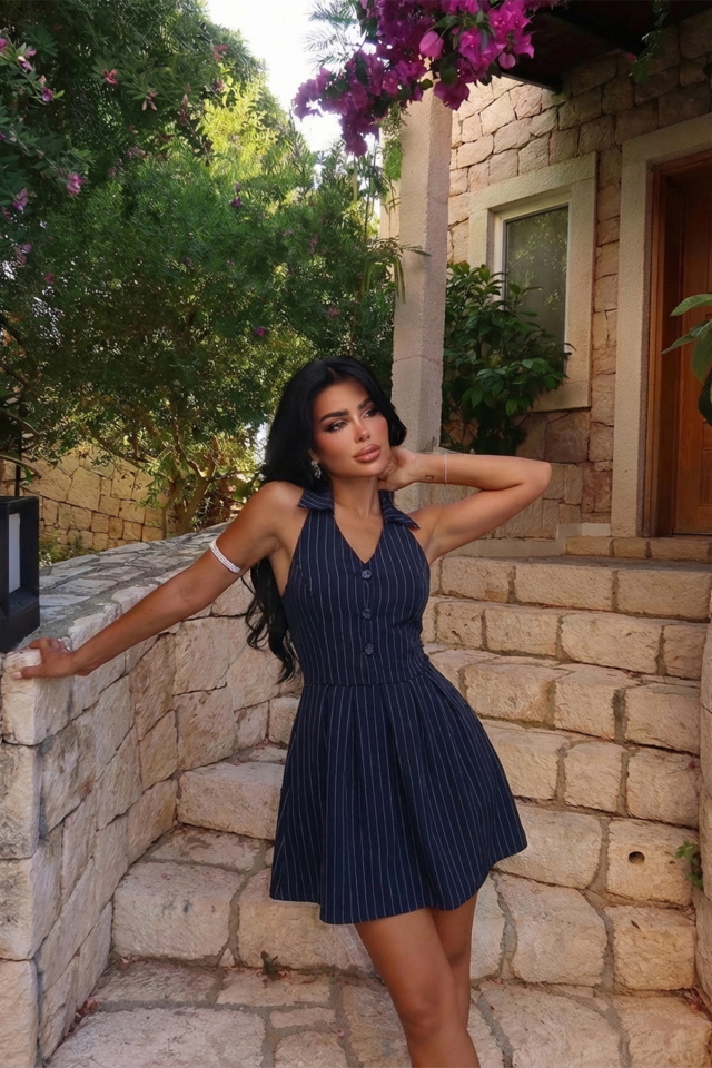 Lacivert Tania Elbise ATE-1831 - 1