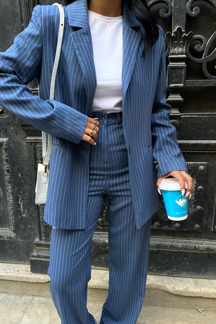 Lacivert Çizgili Pantolonlu Takım ATE8665 - EYYO