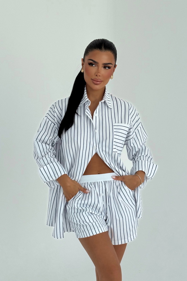 Lacivert Çizgili Şortlu Takım ATE-3188 - 1