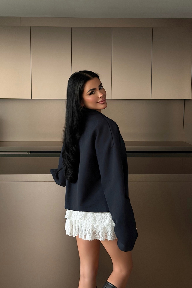 Lacivert Düğme Detay Ceket ATE-2145 - 4