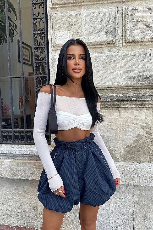 Lacivert Guizio Mini Etek Görünümlü Şort ATE-3601 