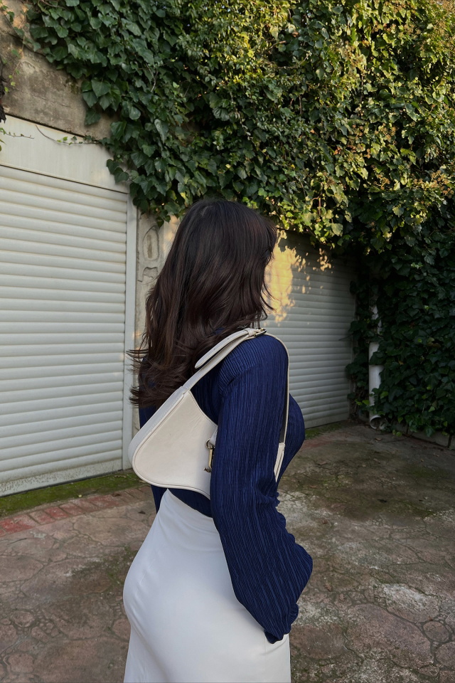 Lacivert Fitilli Crop Top ATE3185 - 2