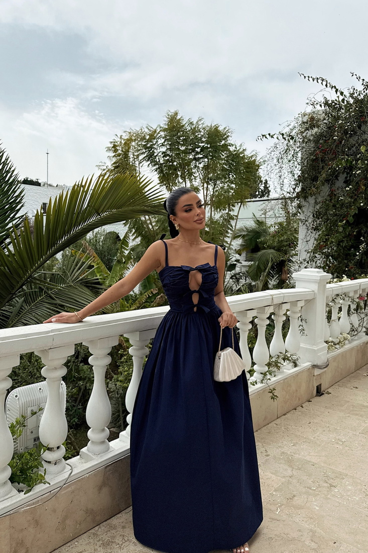 Lacivert Mirabelle Uzun Elbise ATE-2444 - EYYO