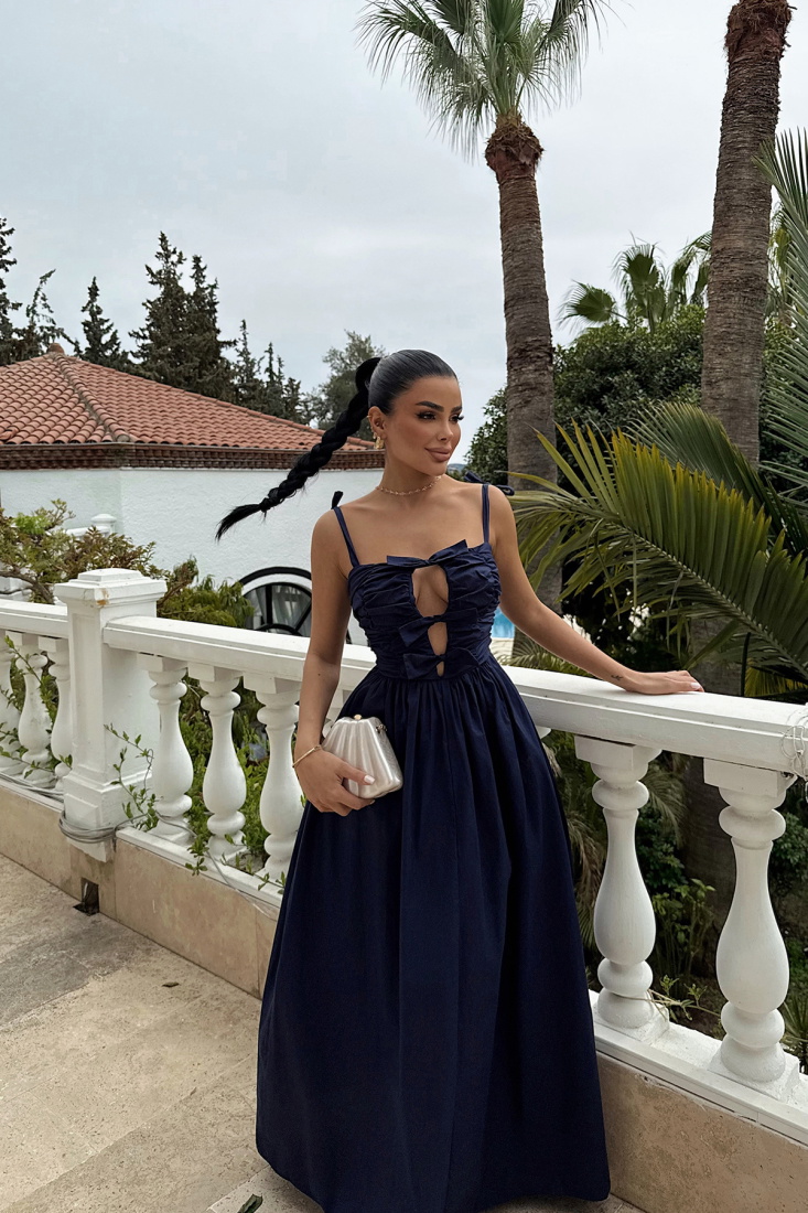 Lacivert Mirabelle Uzun Elbise ATE-2444 - EYYO