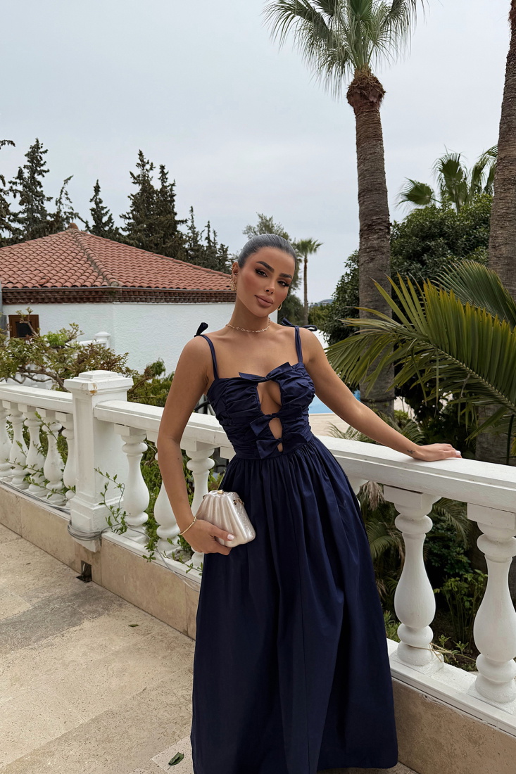 Lacivert Mirabelle Uzun Elbise ATE-2444 - EYYO