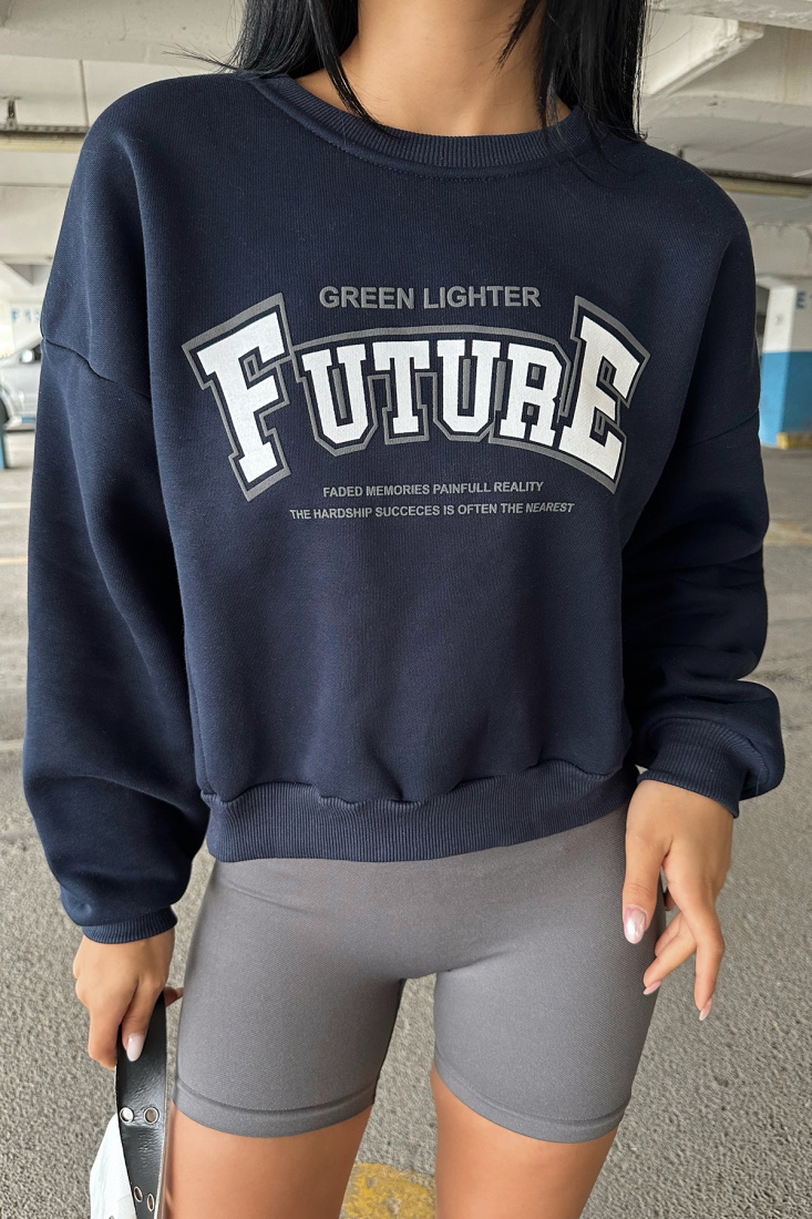 Lacivert Future Yazılı Sweat ATE-0311 - EYYO