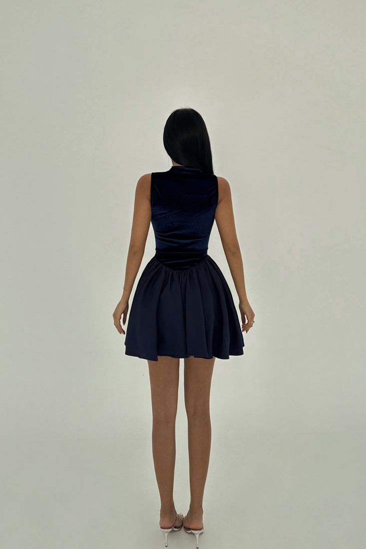 Lacivert Begonlia Mini Elbise ATE-2475 - EYYO