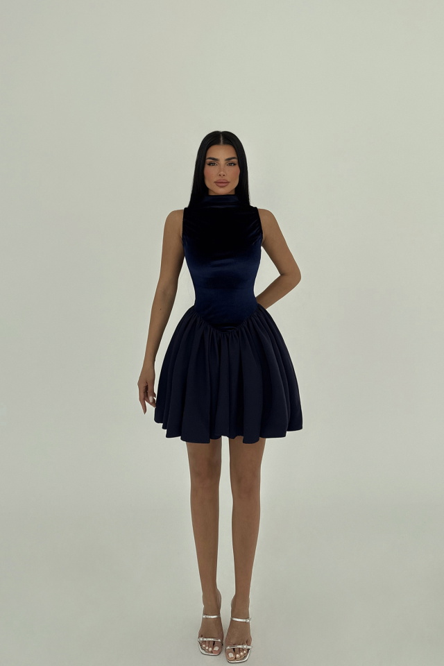 Lacivert Begonlia Mini Elbise ATE-2475 - 2