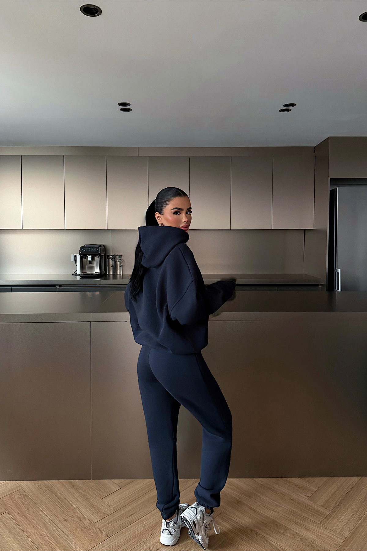 Lacivert Kapşonlu Sweatshirt ATE-4656 - Eyyo