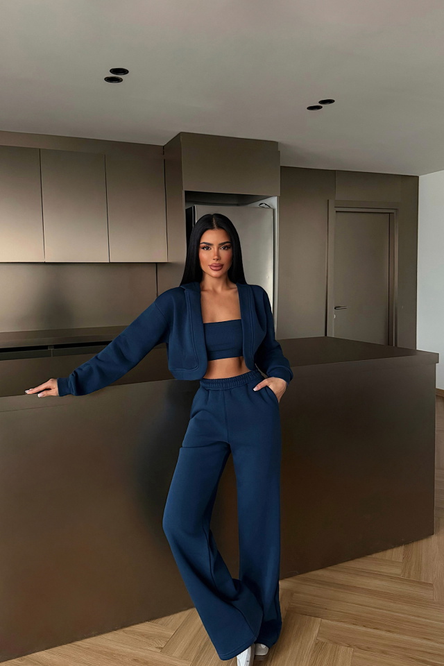 Lacivert Zahara Üçlü Eşofman Takımı ATE-4812 