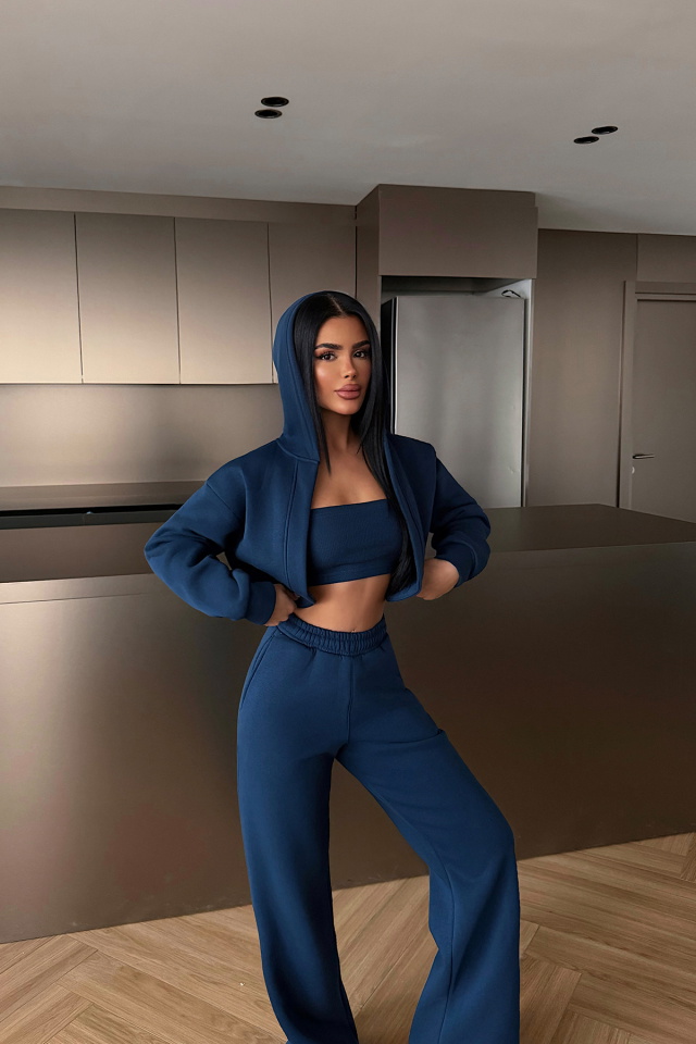 Lacivert Zahara Üçlü Eşofman Takımı ATE-4812 - 3