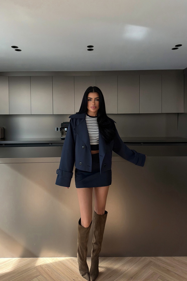 Lacivert Klarris Trençkot ATE-4202 - 2