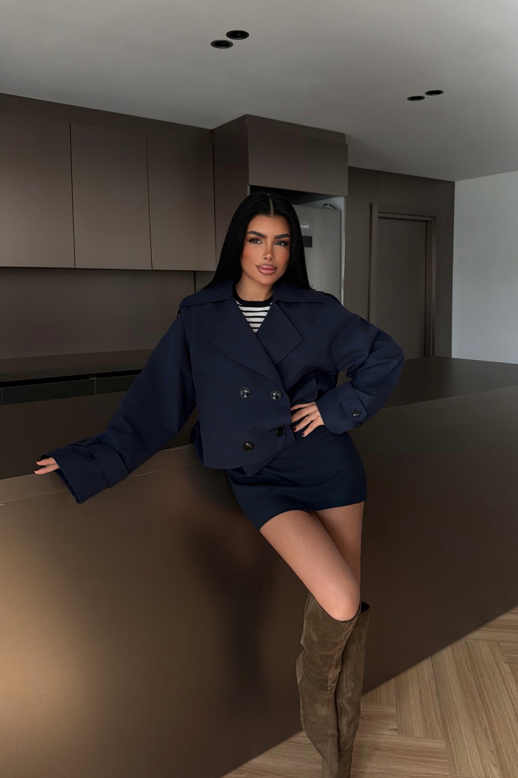 Lacivert Klarris Trençkot ATE-4202 - EYYO