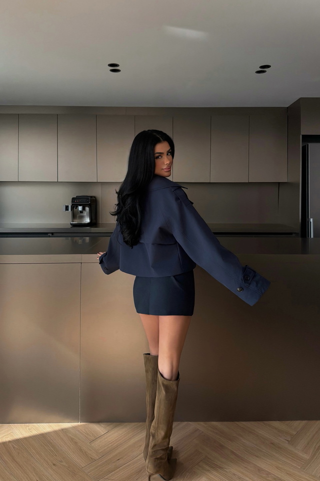 Lacivert Klarris Trençkot ATE-4202 - 4